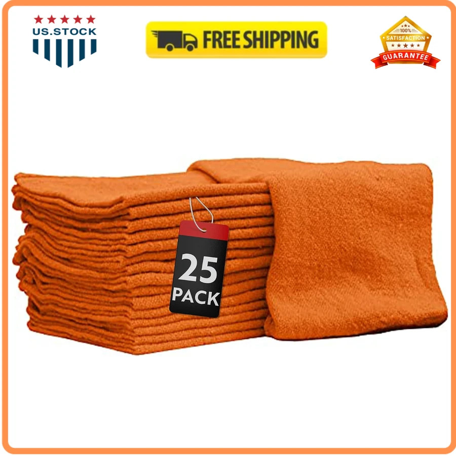 Nabob Wipers 25 Pack 14×14 Blue 100% Cotton Commercial Grade Shop Towels Rags