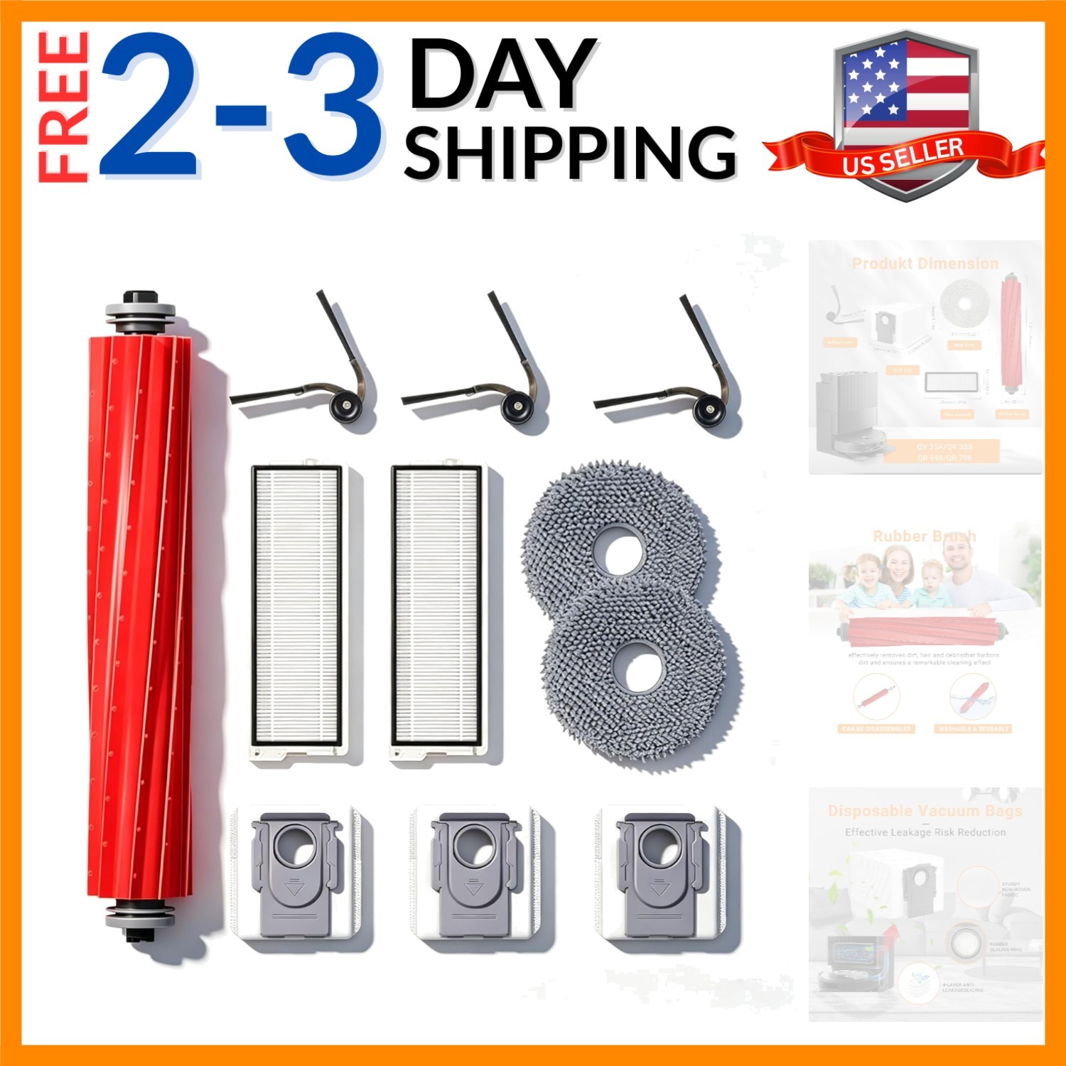 Replacement Parts Kit for Roborock Qrevo Series QV35A QV35S Qrevo S Pro Robot…