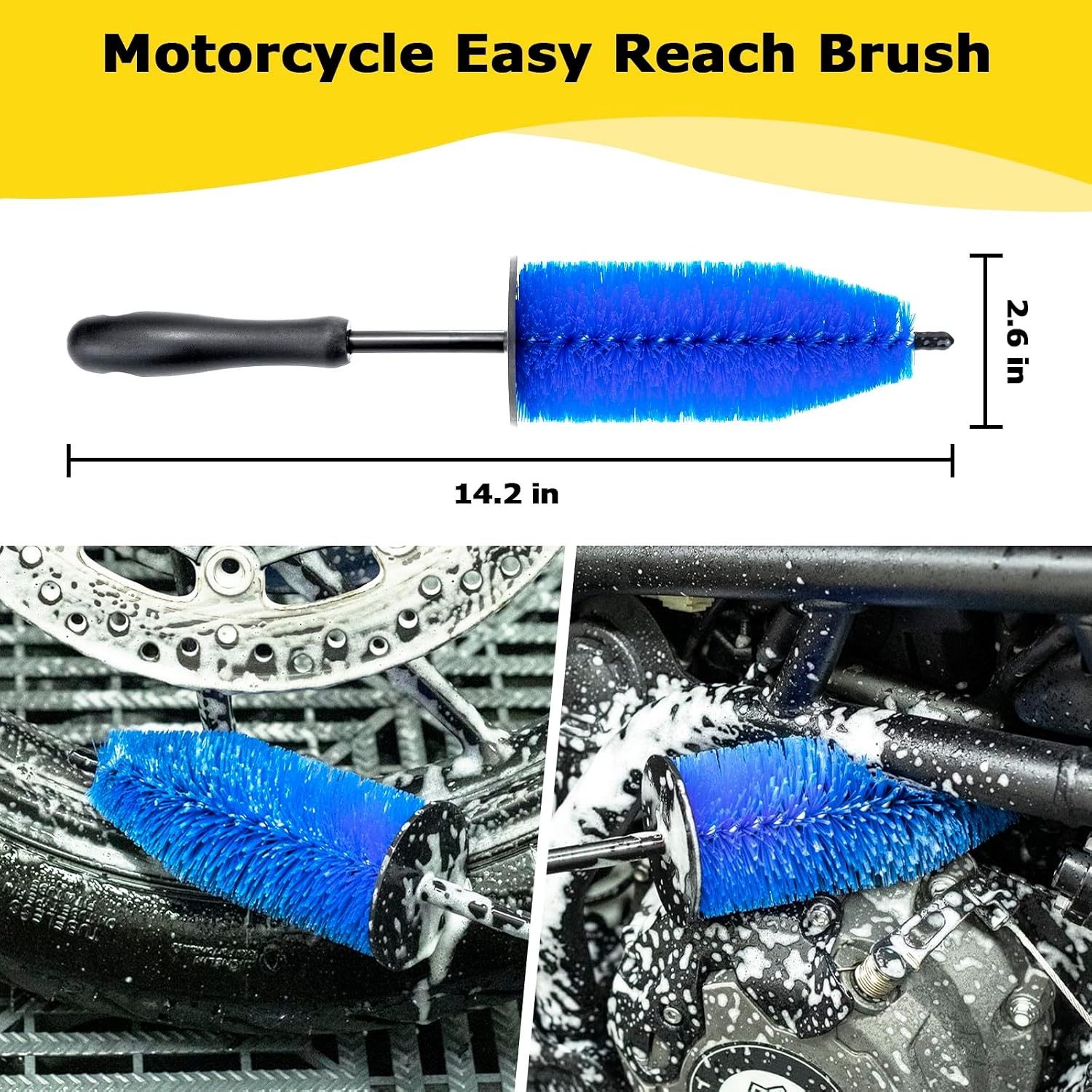 focopot Motorcycle Cleaning Kit 6 Pack with Easy Reach Brush,Tire Brush,Wool …