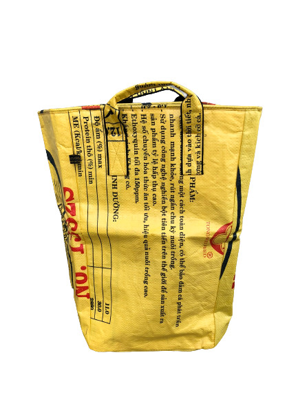 Fair Trade Upcycled Laundry Basket made from Recycled Fish Feed Bags in Cambodia
