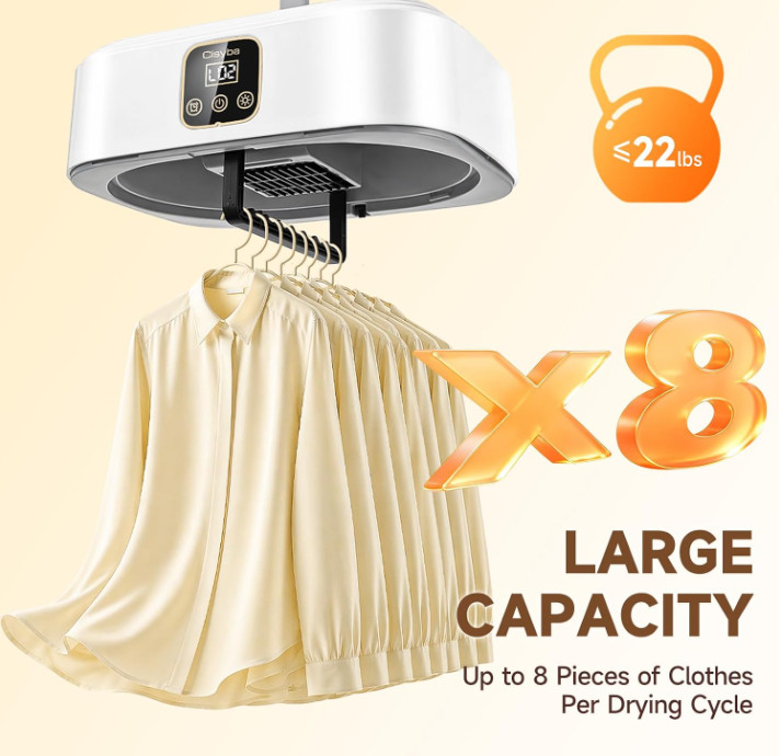 Mini Secadora de Ropa 600W Plegable Silenciosa con 8 Temporizadores para Viaje