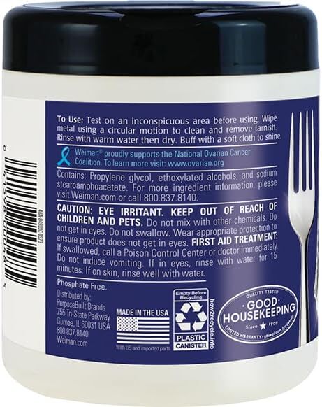 Weiman Jewelry Polish Cleaner, Tarnish Remover Wipes For silver & Gold 20