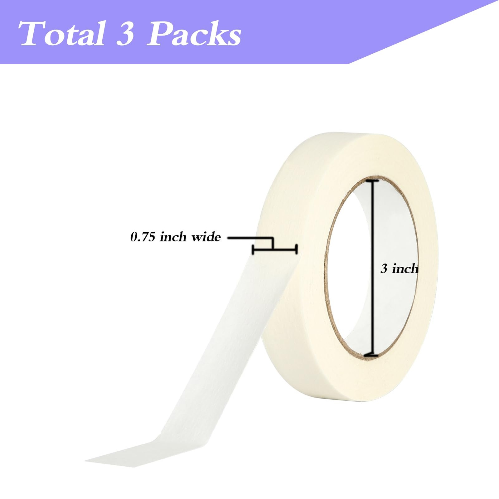 Lazybug studio Masking Tape 0.75 Inch, 3 Pack White Masking Tape, 3/4 Inch x …