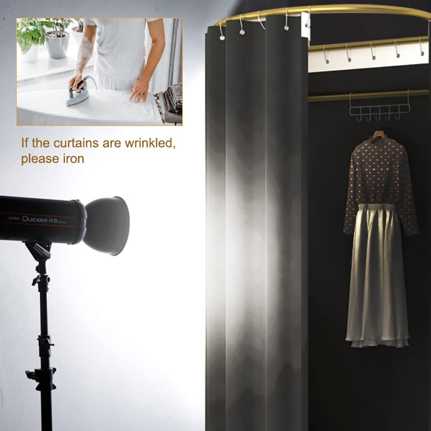 Temporary Changing Room with Shading Curtain – 200x100x95cm Iron Frame