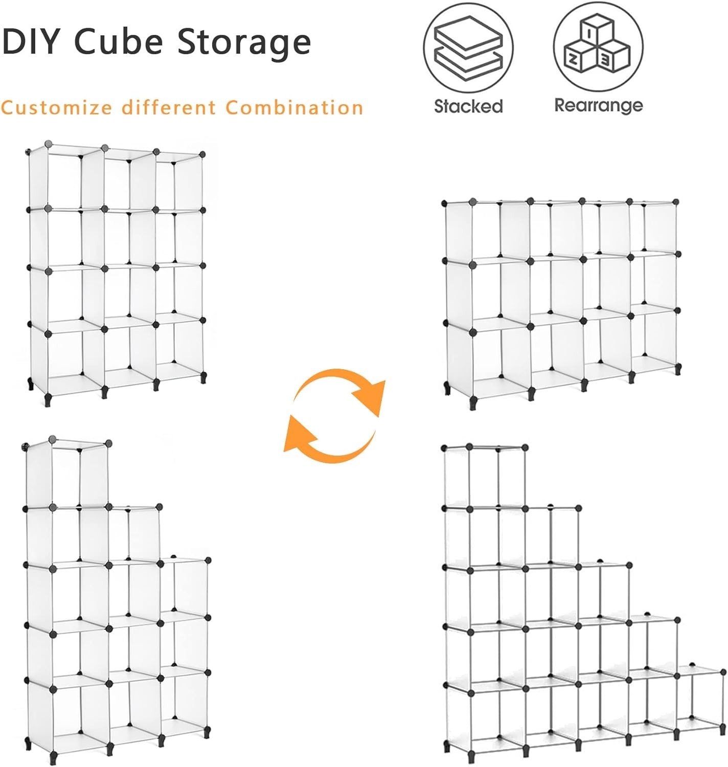 12 Cube Storage Organizer Storage,Cube Bookshelf DIY Plastic Closet Storage Shel
