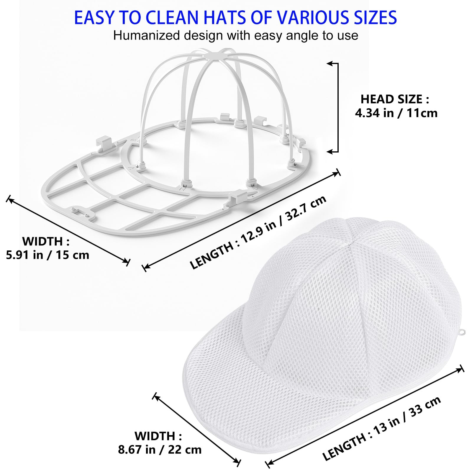 Hat Washer Cage Cleaner for Baseball Caps Fit 13*8.5 inches, White