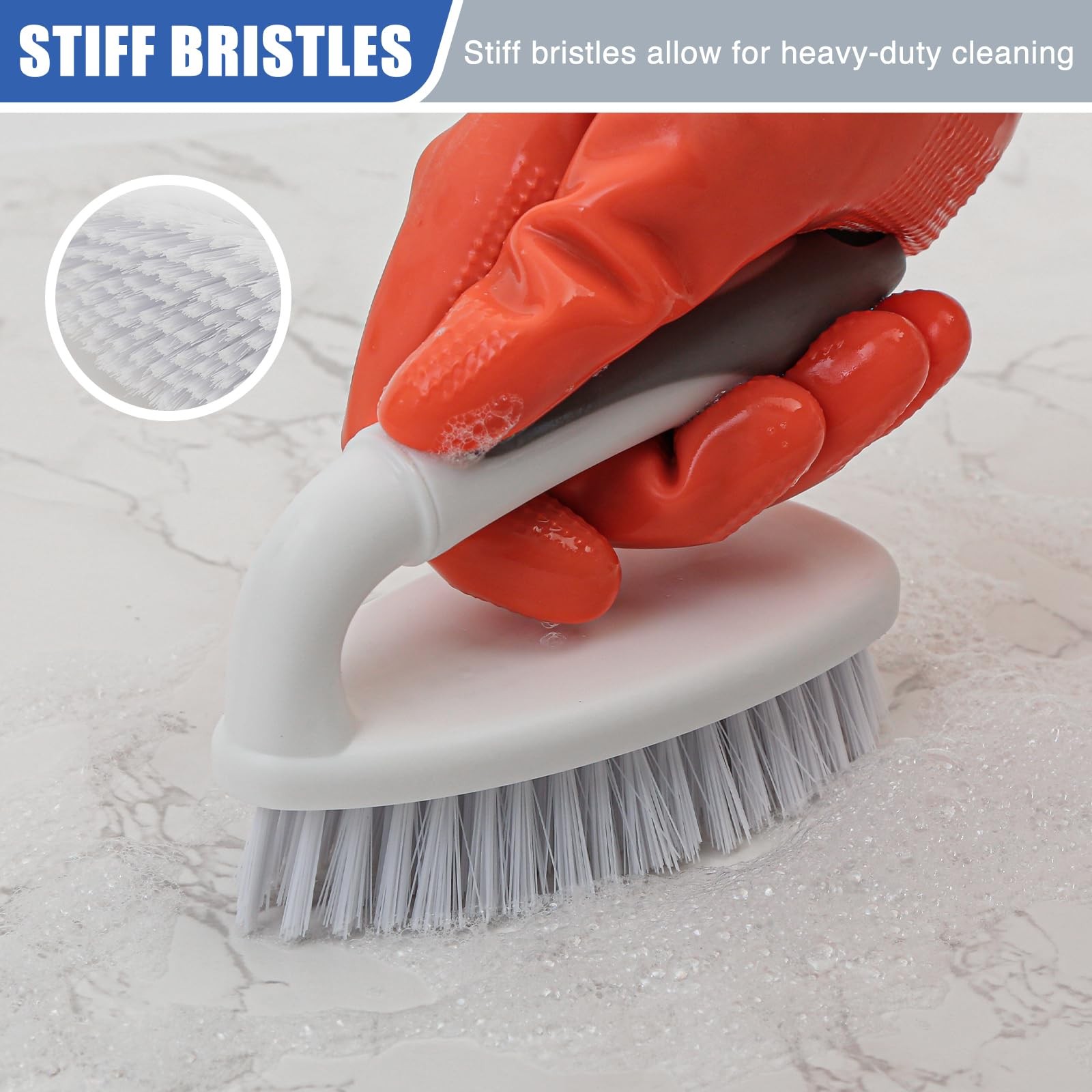 Apvpvpt Heavy Duty Scrub Brush with Stiff Bristles 2 Pack Gray