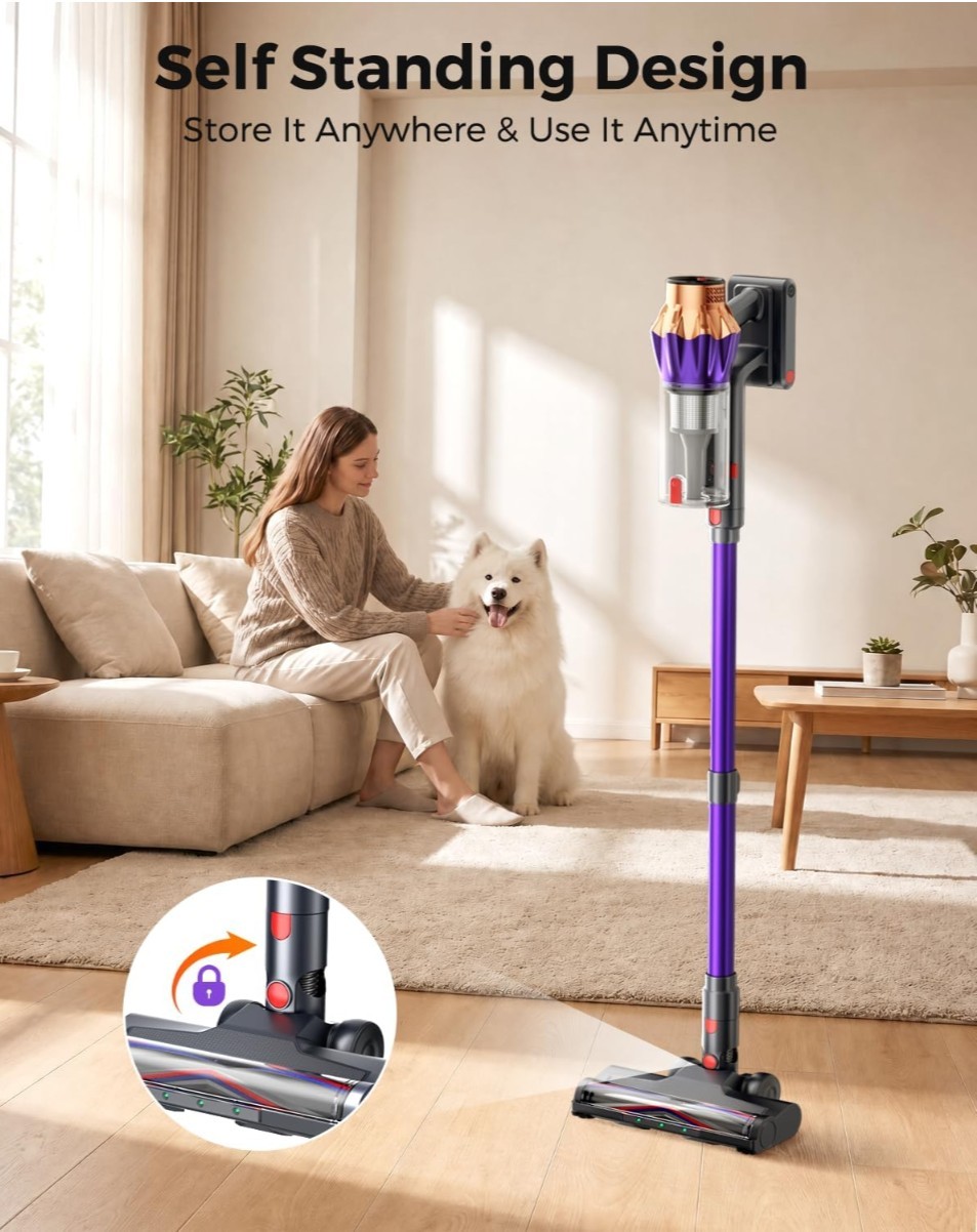 Cordless Vacuum Cleaner for Home, 600W/50KPa Powerful Suction, 60Mins…