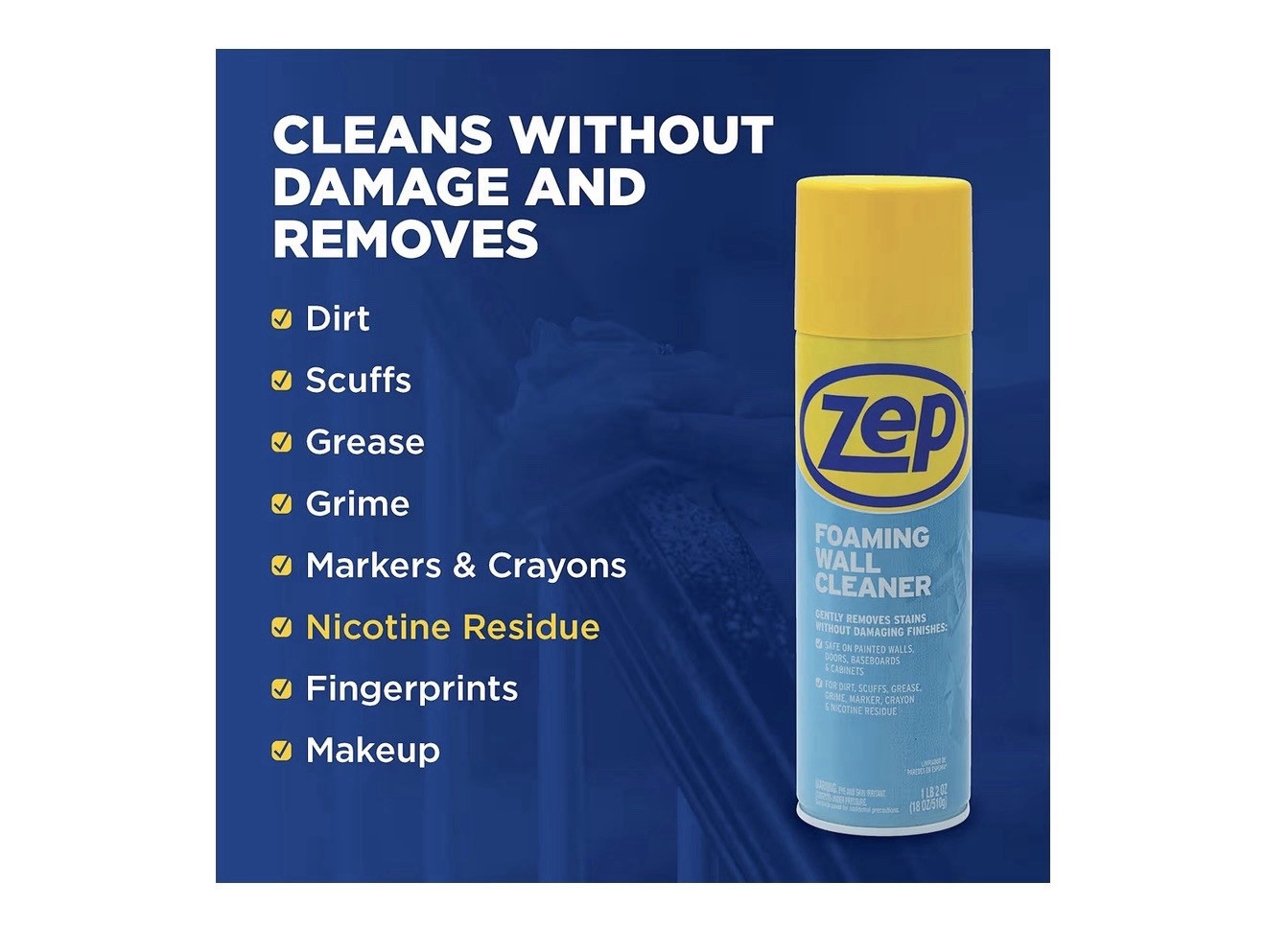 Zep Foaming Wall Cleaner 18 oz Case of 3 New Removes Stains