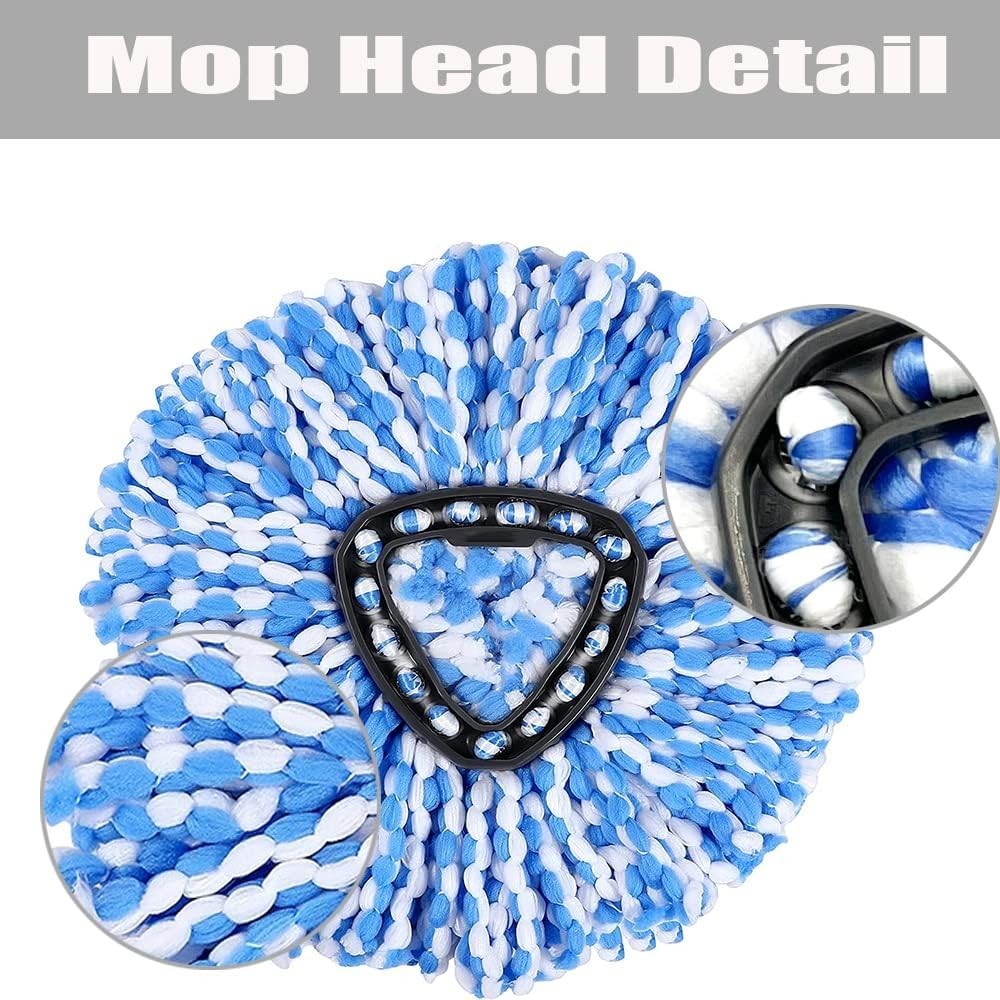 Adjustable Mop Handle & Triangle Base – 2 Microfiber Refills Set for EasyWring