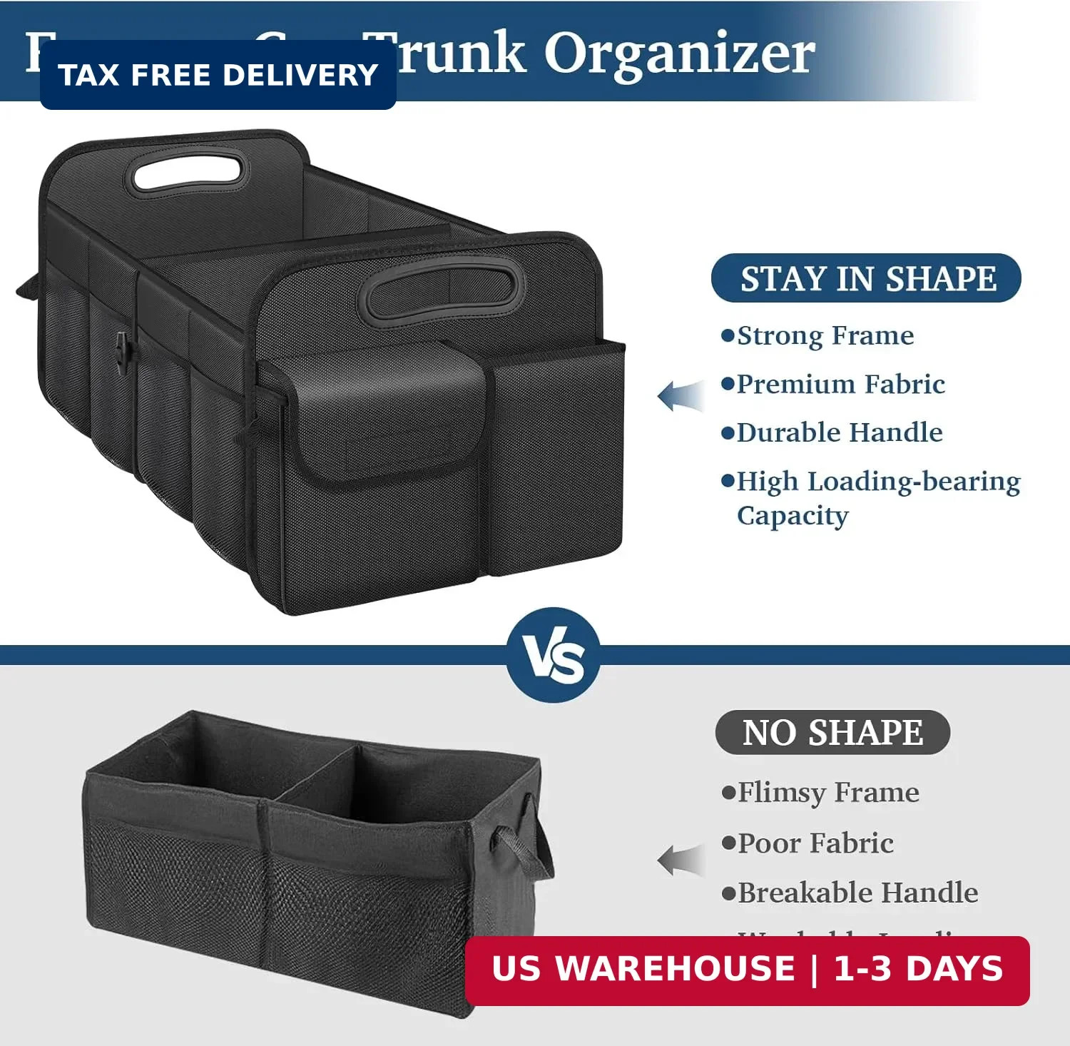 Car Trunk Organizer with Large Capacity Waterproof Car Accessories for Wo
