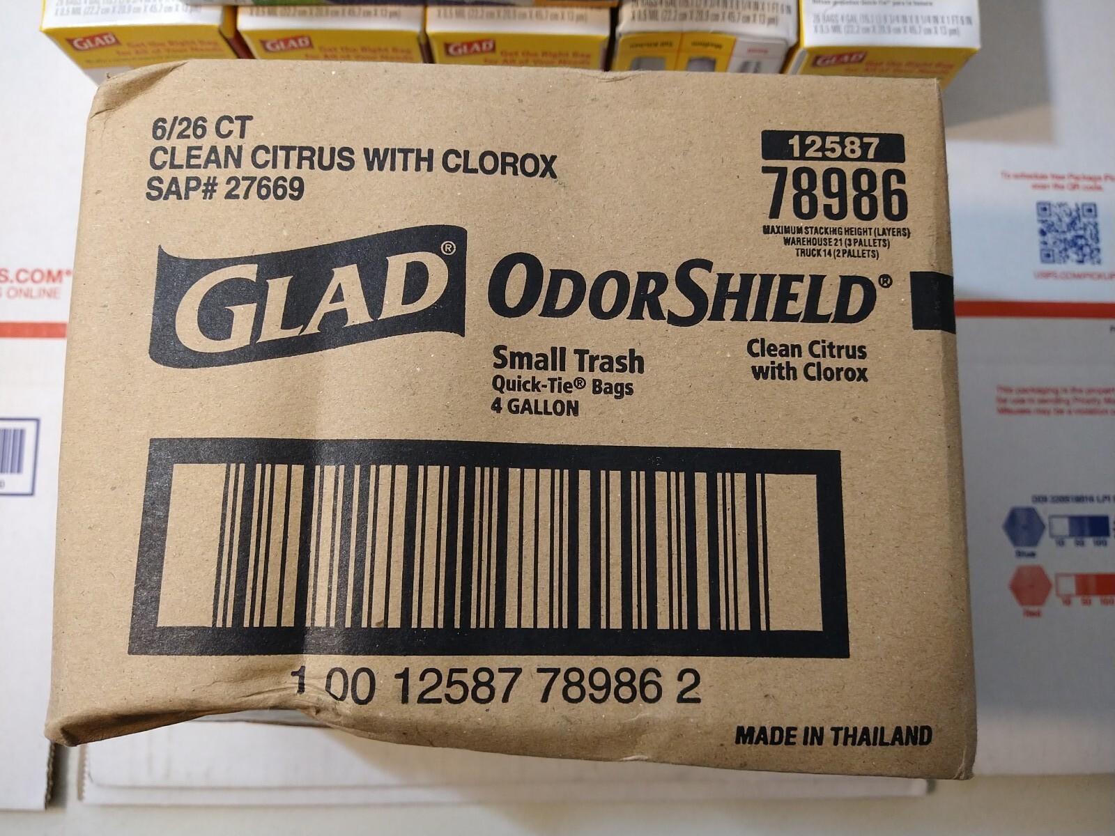 12x Glad OdorShield Small Trash Bags Clean Citrus Scent 4 Gallon 26-Count ea box
