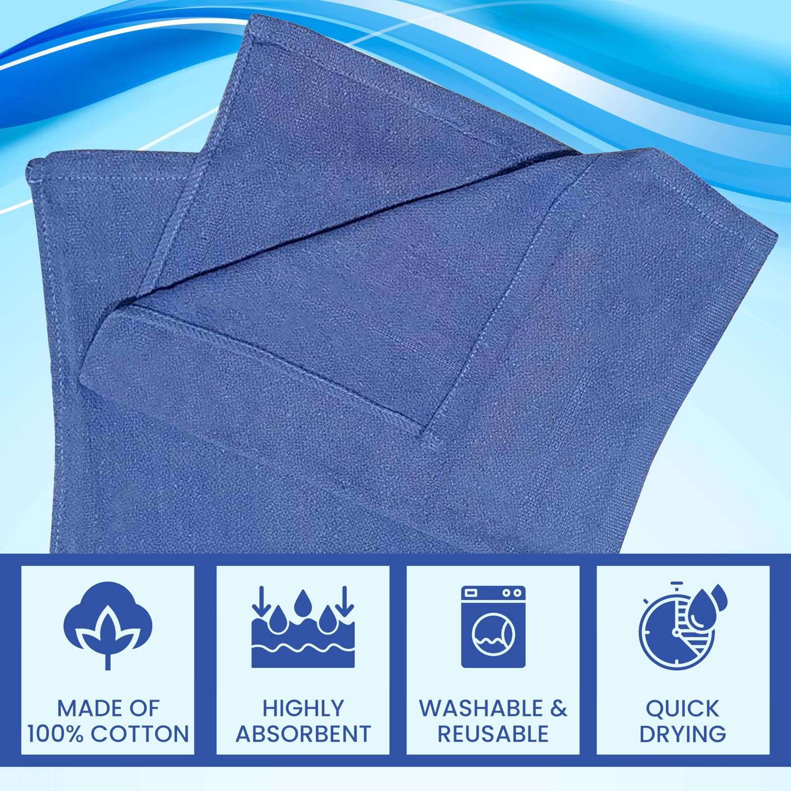 SupremePlus Blue Huck Towels – (Pack of 25) Shop Bulk Cleaning Towel, Multipu…