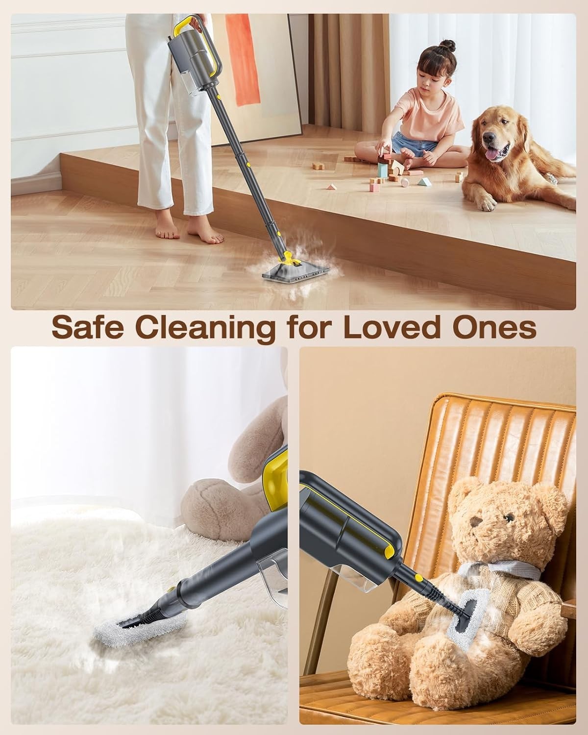 10-in-1 Steam Mop with Detachable Handheld Steamer,350ml Tank, 10s Heat-Up, 2…