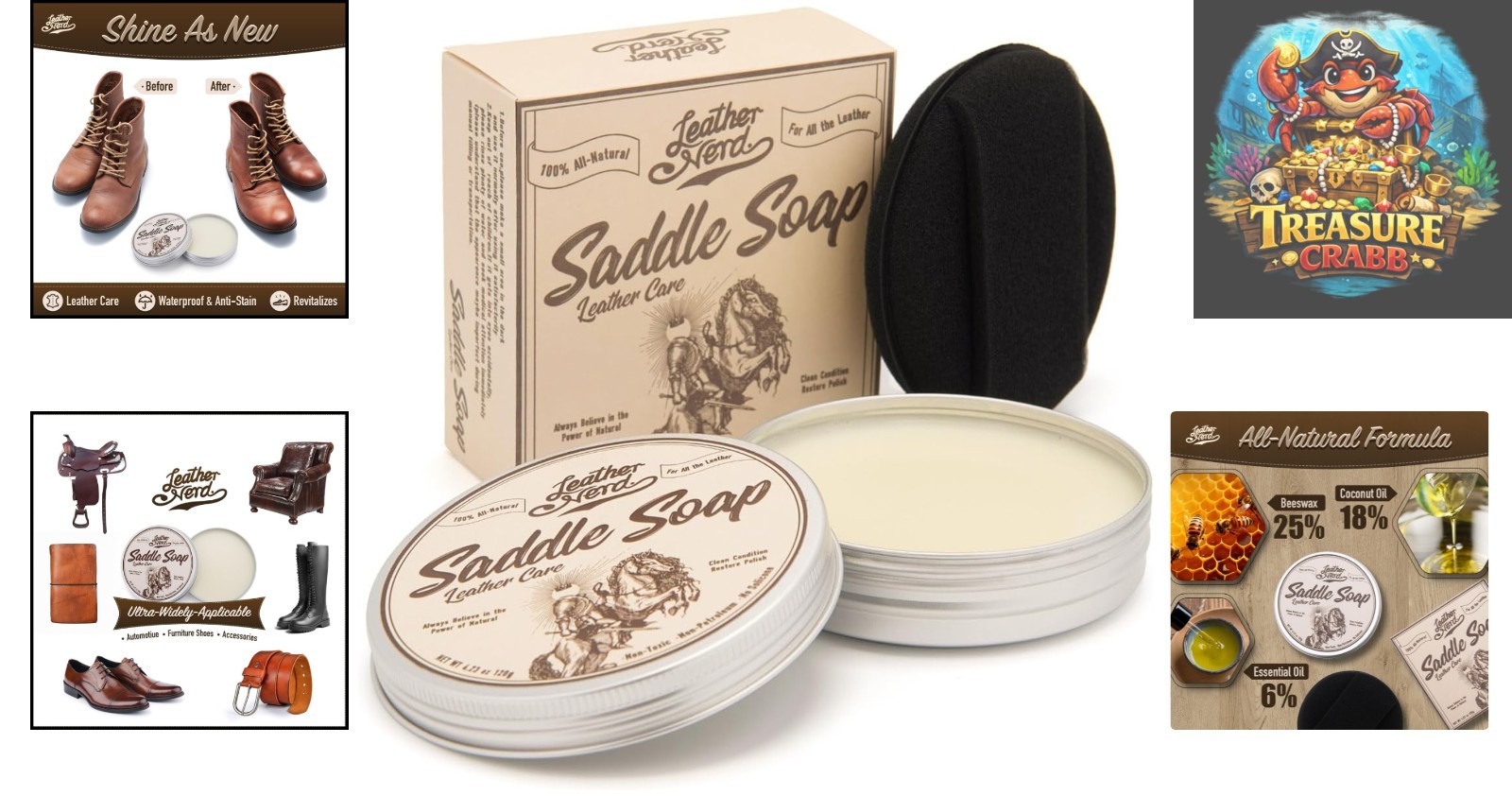 Deep Cleaning Saddle Soap with Sponge – 4.23 Oz – Restore & Protect Your Leather