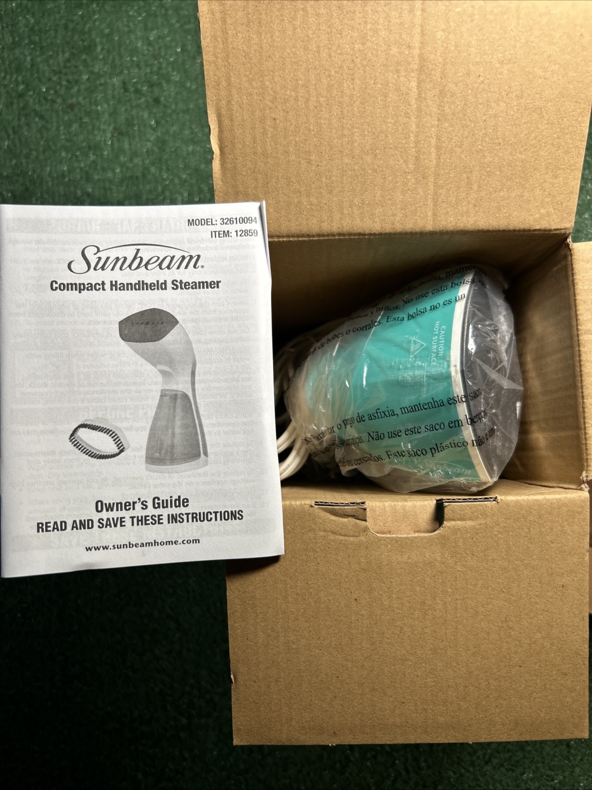 Sunbeam 1000W Compact Handheld Steamer with Brush Attachment