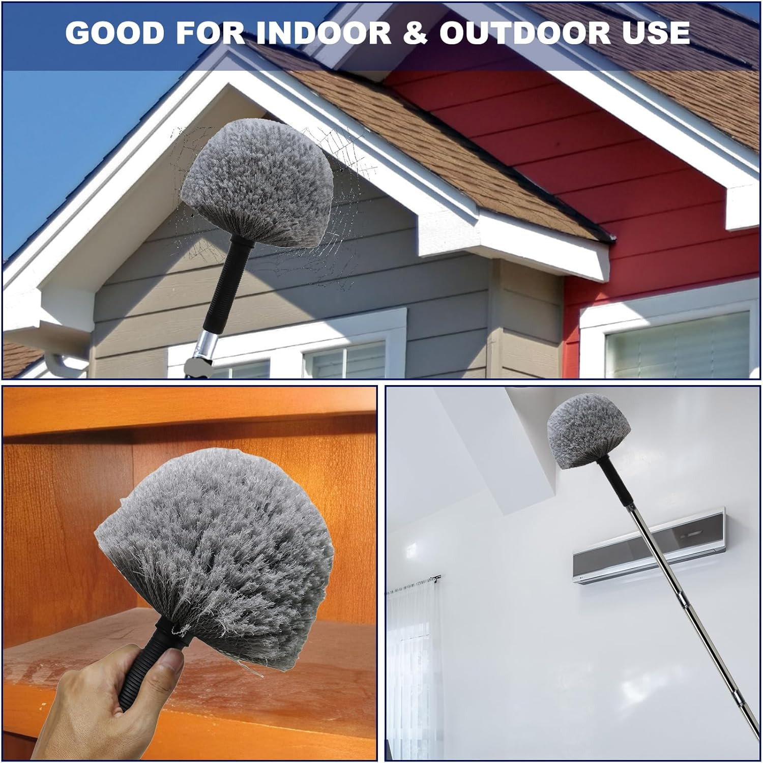 2 Pack Robust Cobweb Duster Head Brush – Superior Twist-On Web Cleaning Tool – S