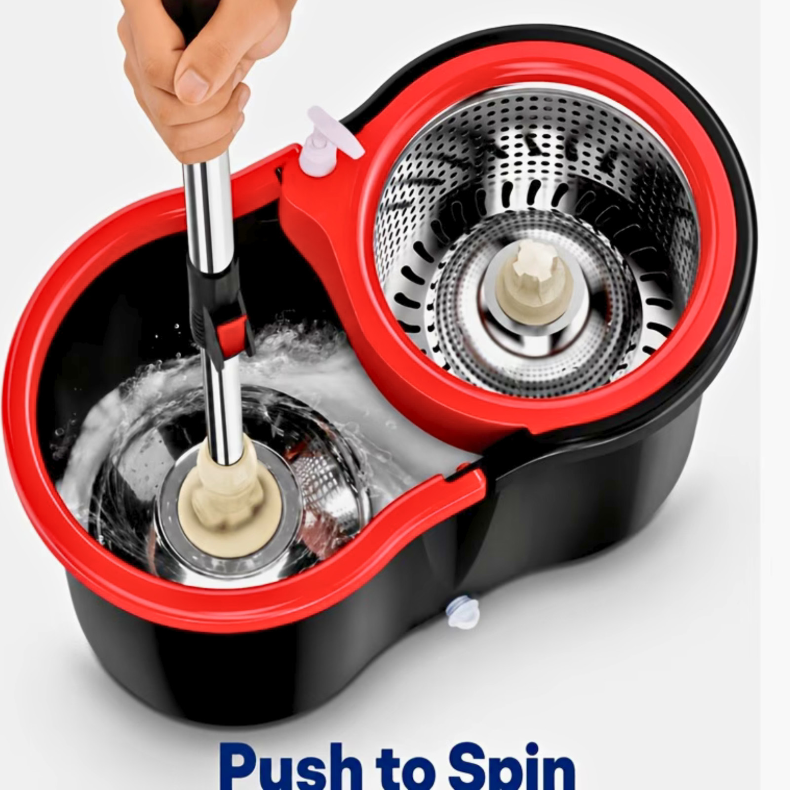 Spin Mop & Bucket Set 360° Rotating Floor Cleaning System with 4 Microfiber Head