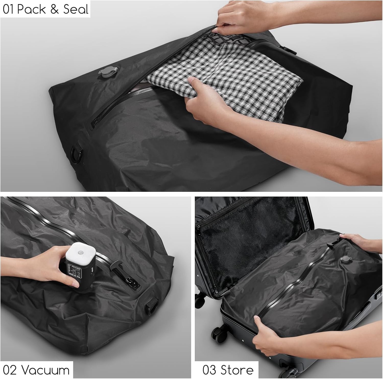 2× 17L Jumbo Vacuum Storage Bags Travel Space Saver Clothes Organizer +5 nozzles