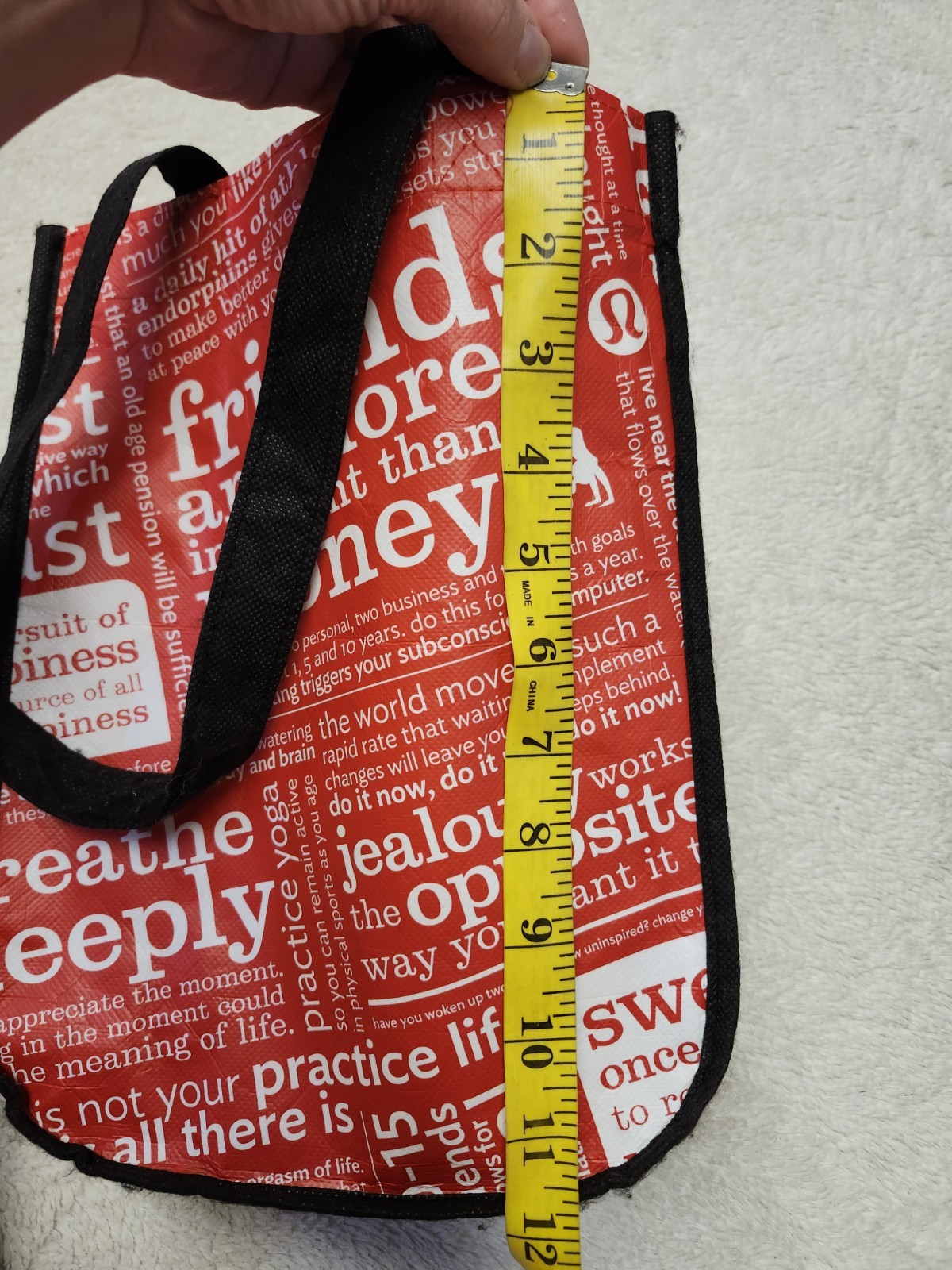 • Lululemon Small Red, Black And White Logo Reusable Shopping Bag