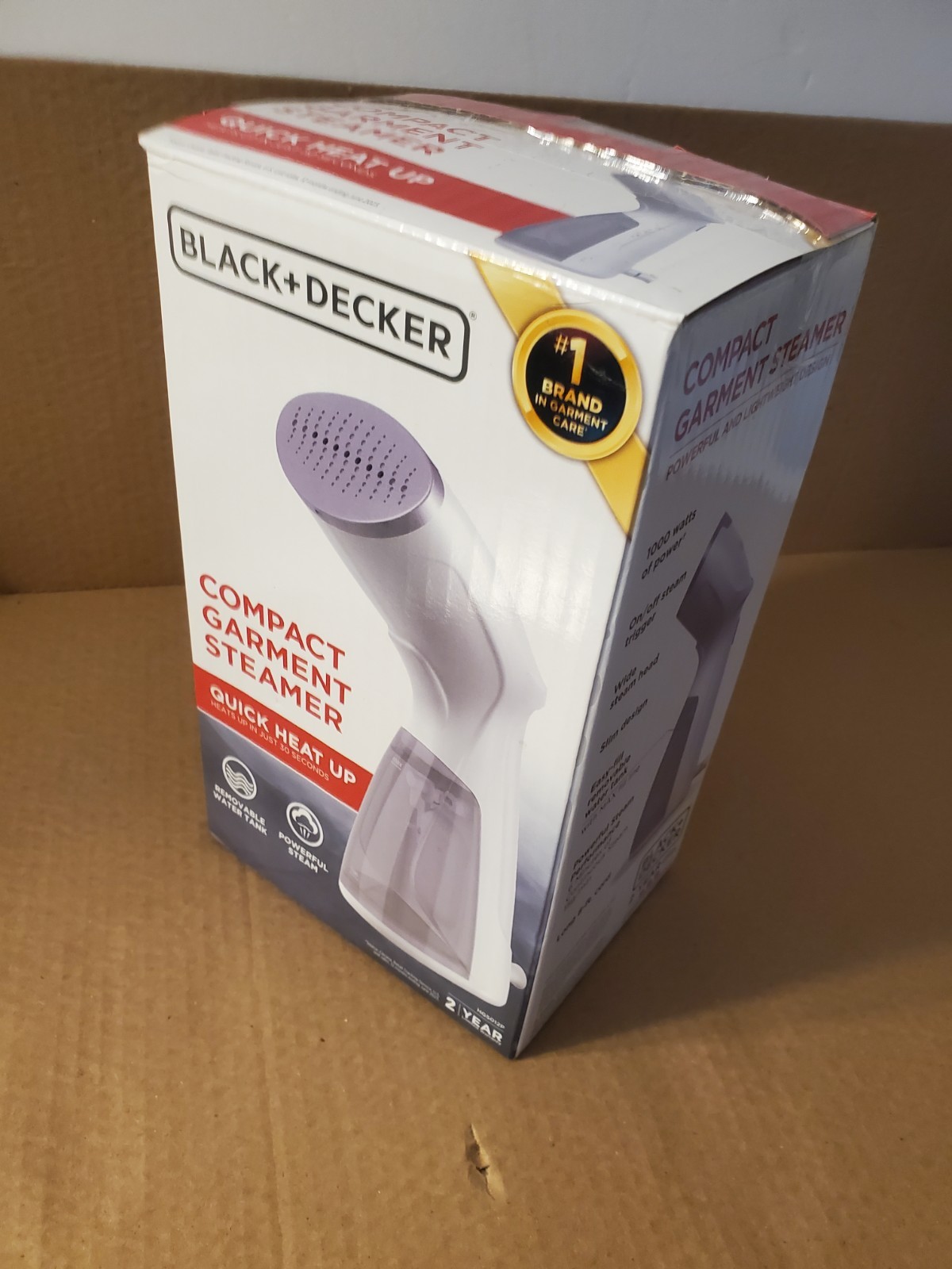 BLACK+DECKER Handheld Garment Steamer 30 sec Heat 1000W Removable Tank HGS012P
