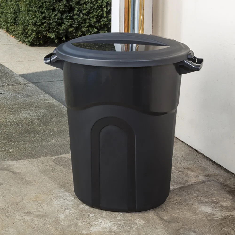 Hyper Tough 20 Gallon Heavy Duty Plastic Garbage Can w Lid Black
