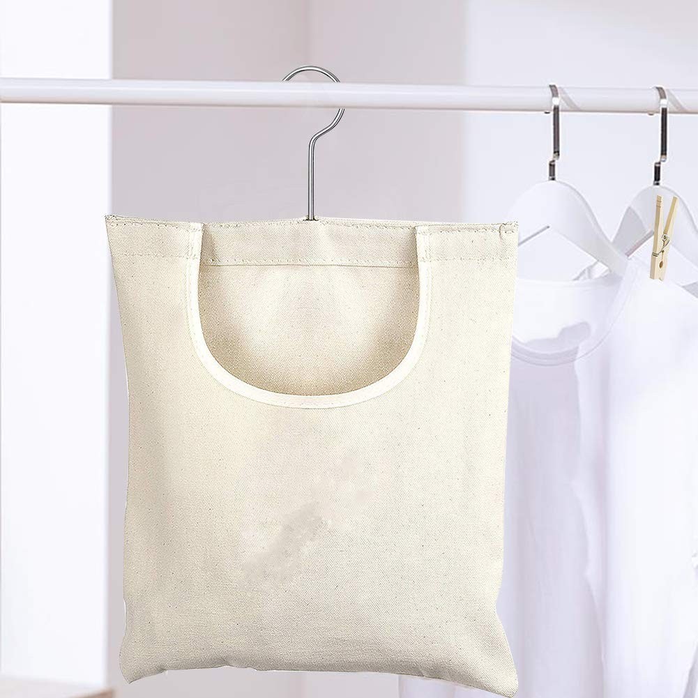 Canvas Clothespin Bag Portable Hanging Large Opening Storage Organizer Home
