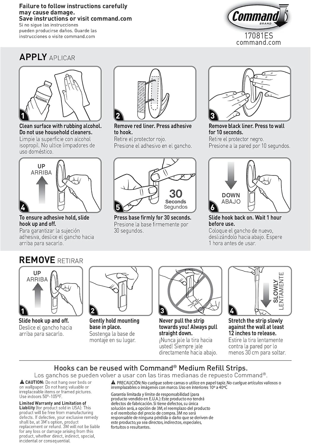 Command Medium Designer Hooks, 2 Hooks and 4 Command Strips, Damage-Free Hanging