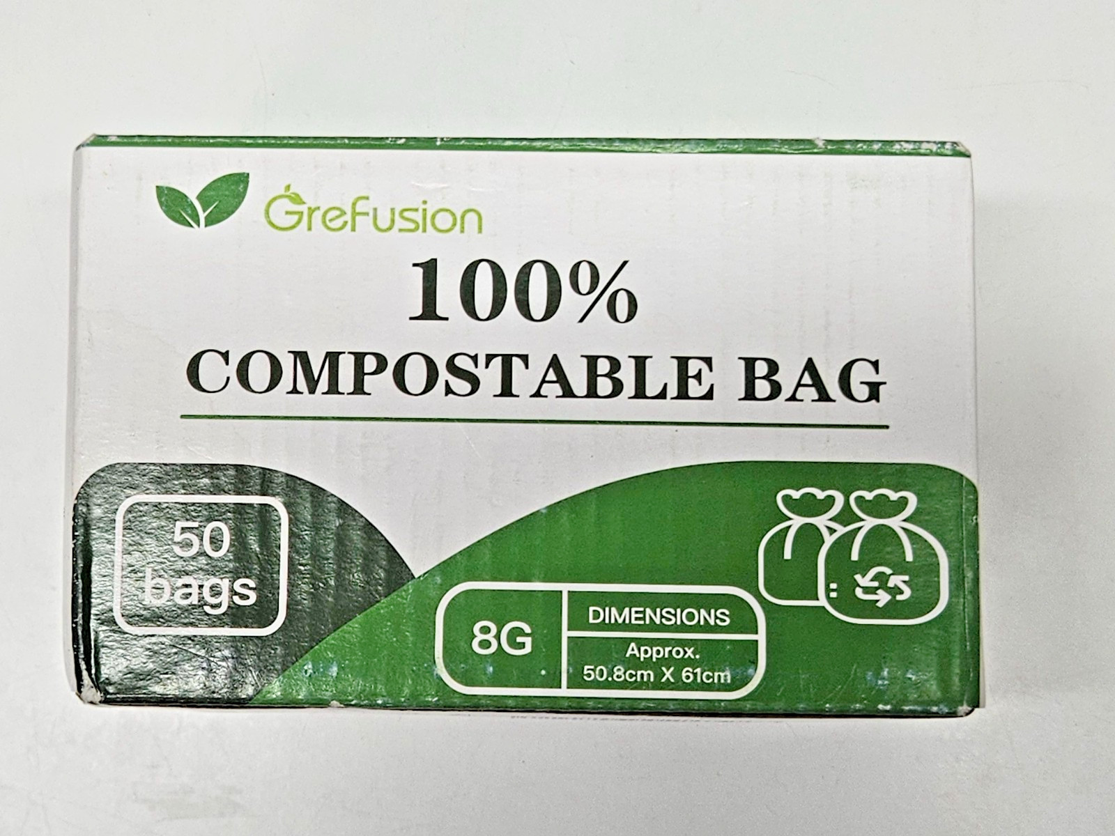 GreFusion 100% Compostable Bags 8 Gallon Eco Friendly Trash Liners Box