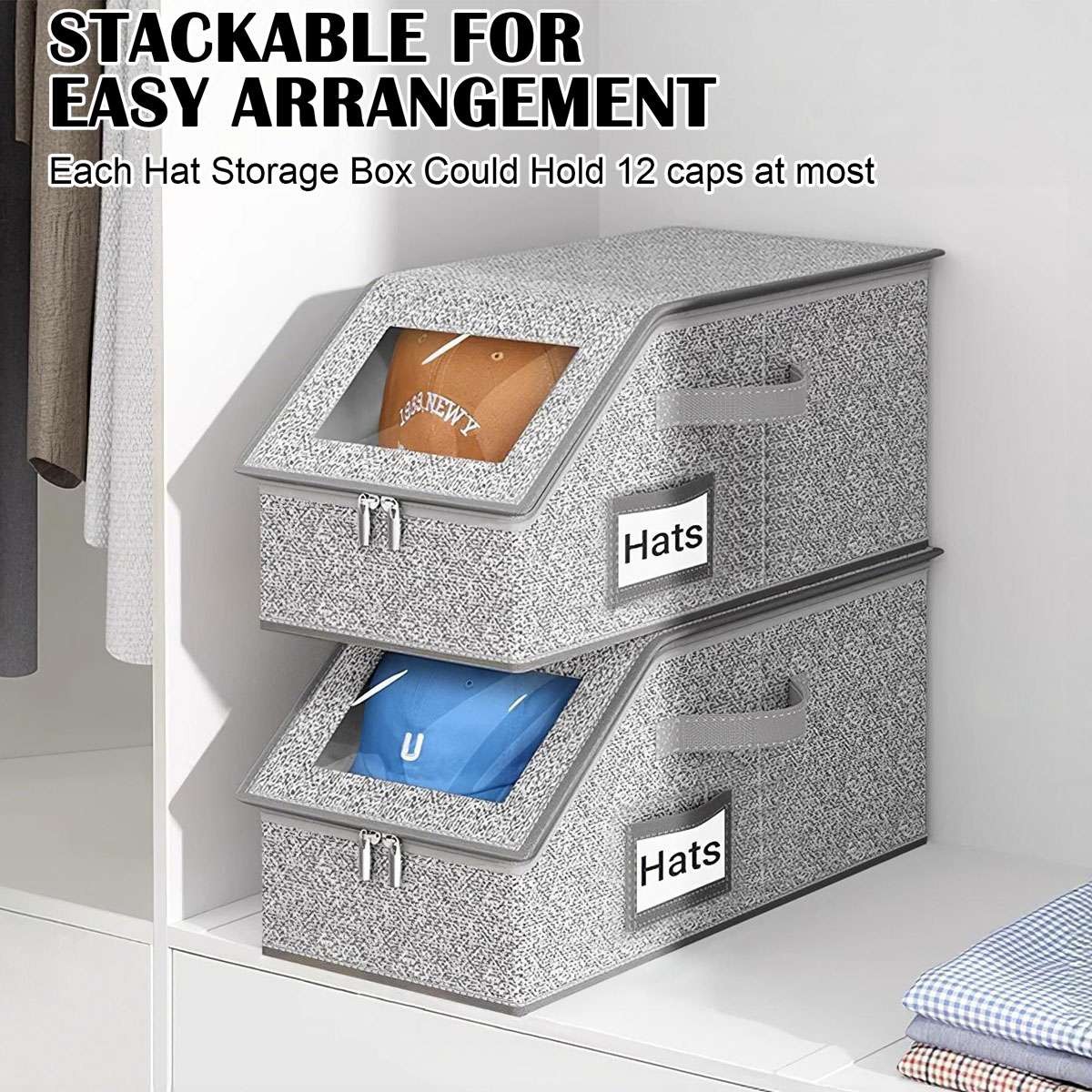 1/2/3PC Hat Storage Dust Bag Baseball Hat Cap Organizer Clear Rack Zipper Holder