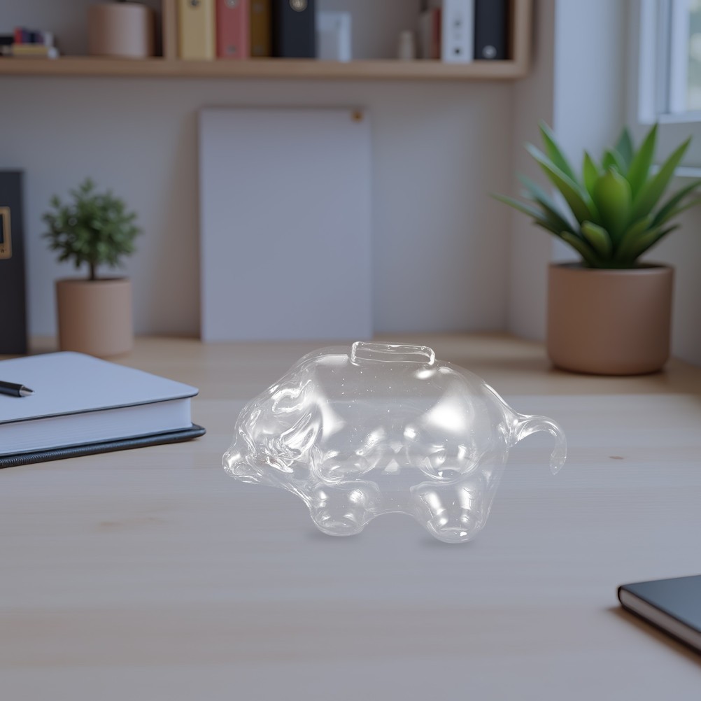 Large Capacity Glass Cow Piggy Bank: Shatterproof Cartoon Animal Money Saving