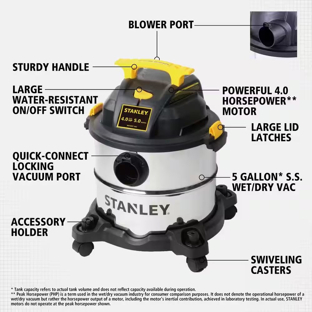 5 Gal. 4.0 Peak HP Wet/Dry Vac