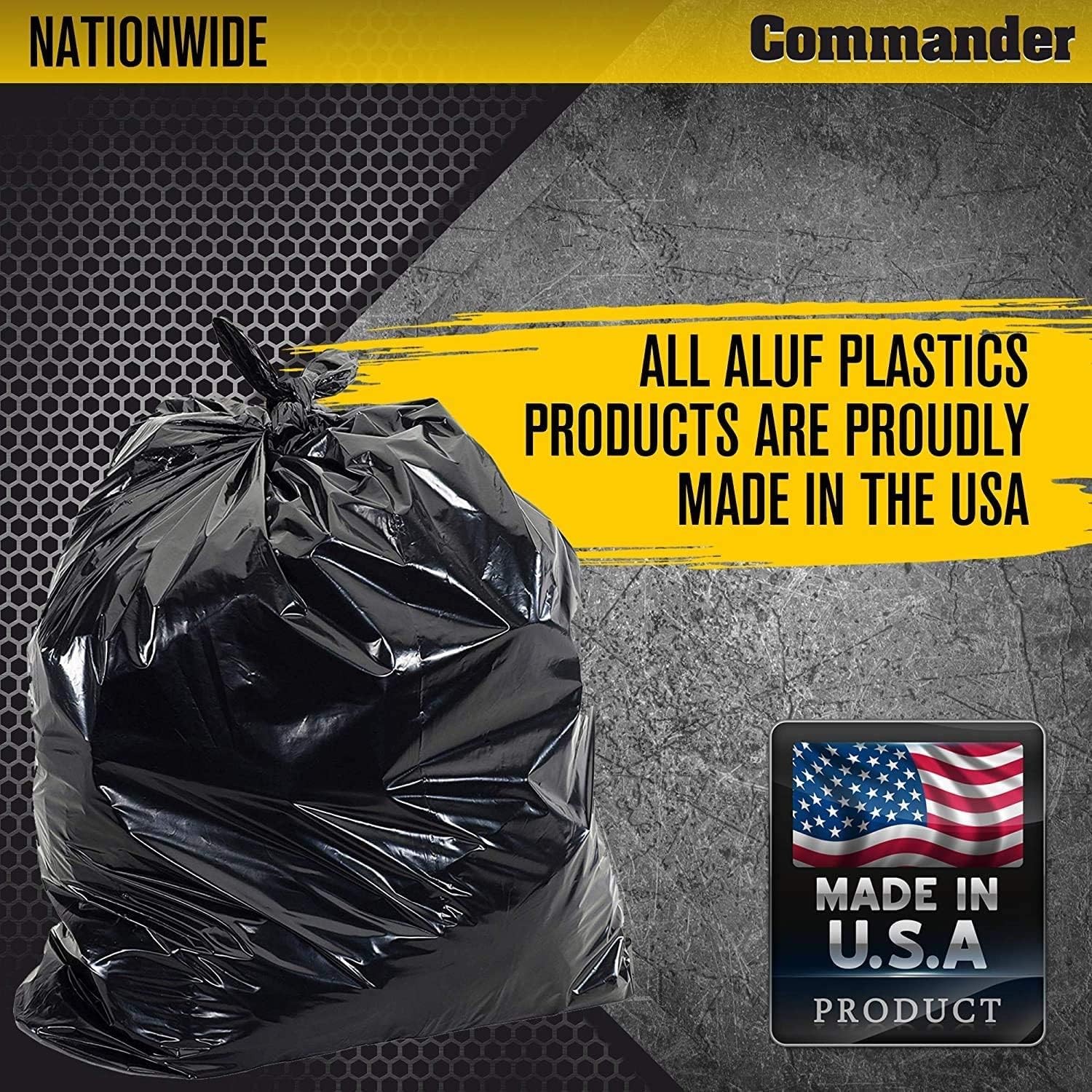 Commander 42 Gallon 2.5 MIL Black Heavy Duty Garbage Trash Bags – 32 x 46 inch