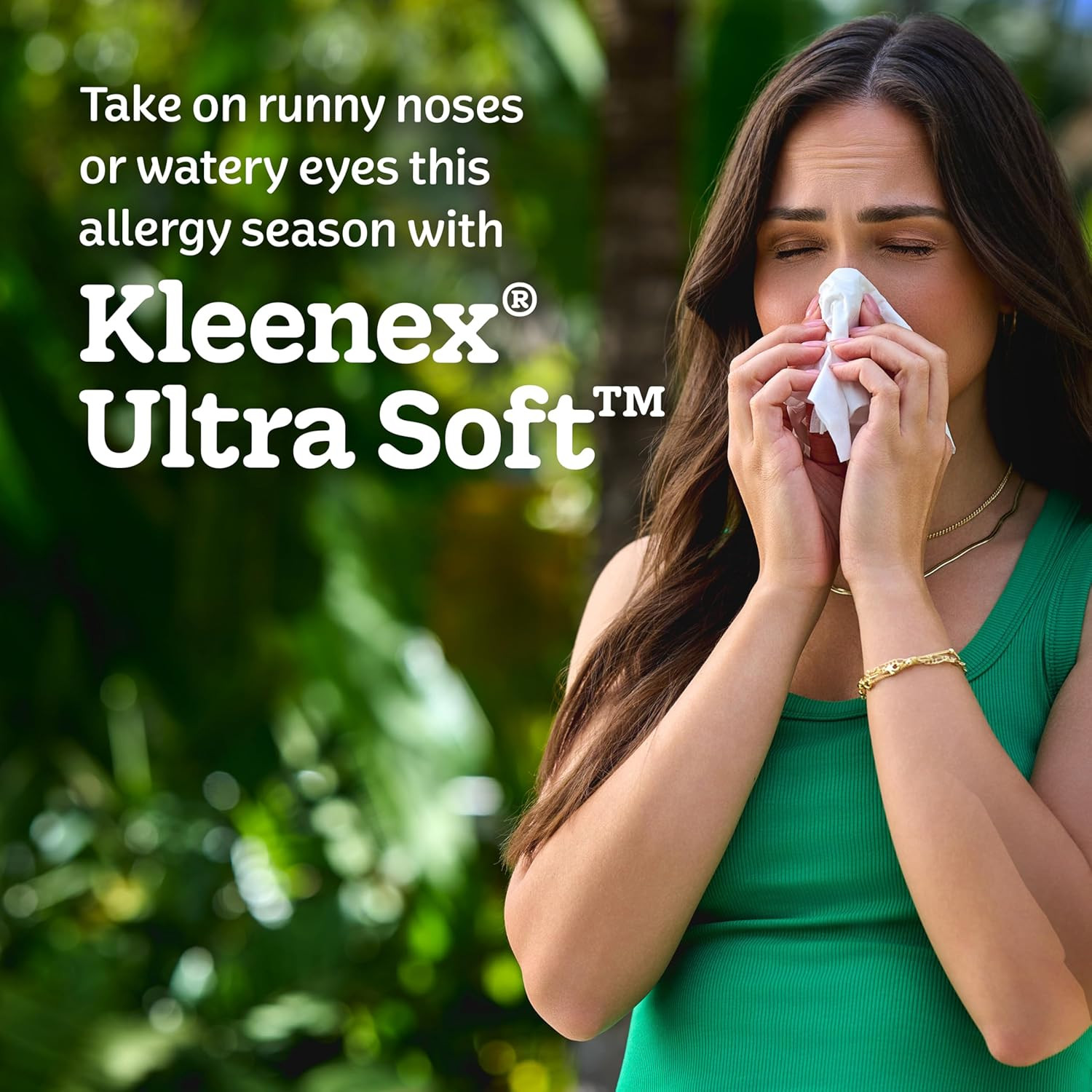 Kleenex Ultra Soft Facial Tissues 4 Cube Boxes 240 Total Tissues Helps Prevent