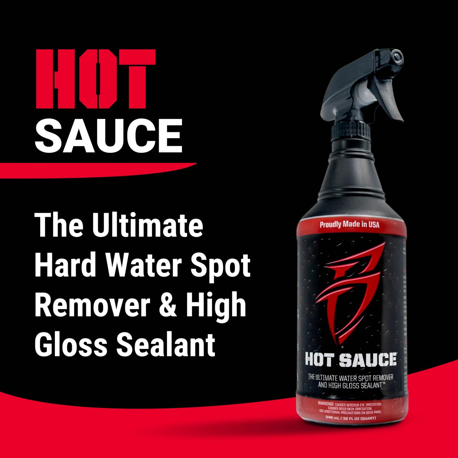 Hot Sauce Hard Water Spot Remover with High-Gloss Wax Sealant, 32 oz