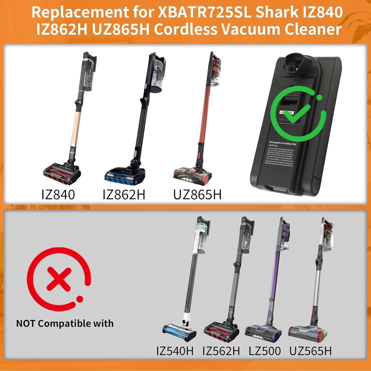 Replacement for Shark XBATR725SL Battery Compatible with Shark Stratos IZ840H