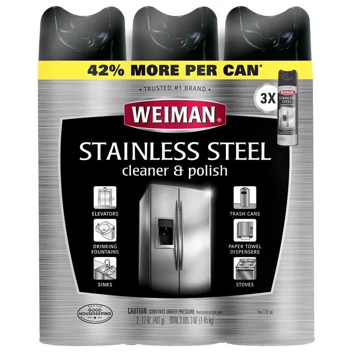 Weiman Stainless Steel Kitchen and Home Appliance Cleaner & Polish,17 Oz, 3 pack