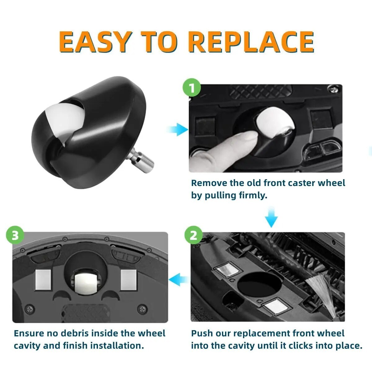 Front Wheel Anti-Slip Tires For iRobot Roomba i7 i7+ E5 E6 500 600 700 800 900