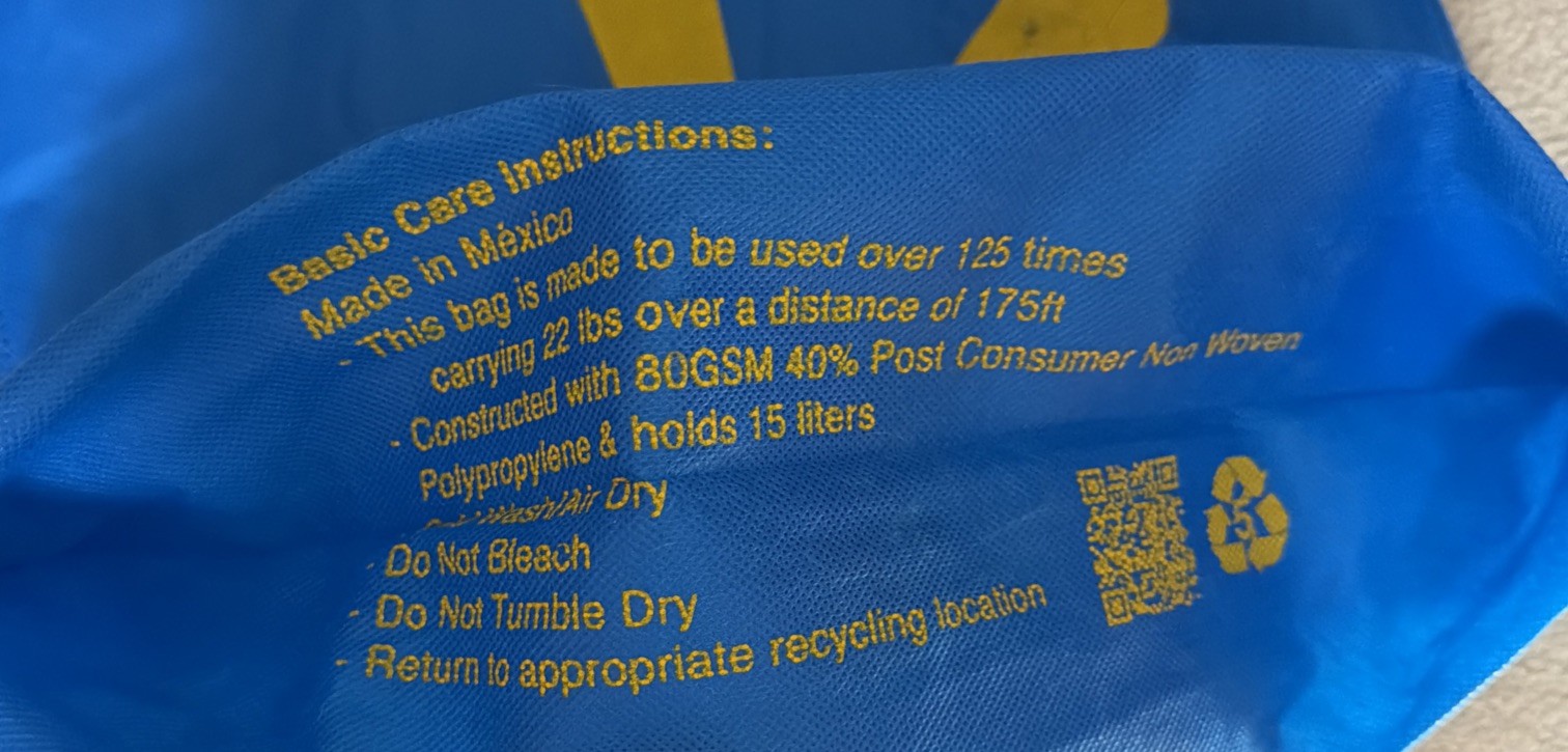 Reuseable Walmart Blue Canvas Tote Grocery Shopping Bag 17″ x 16″ Lot of 2