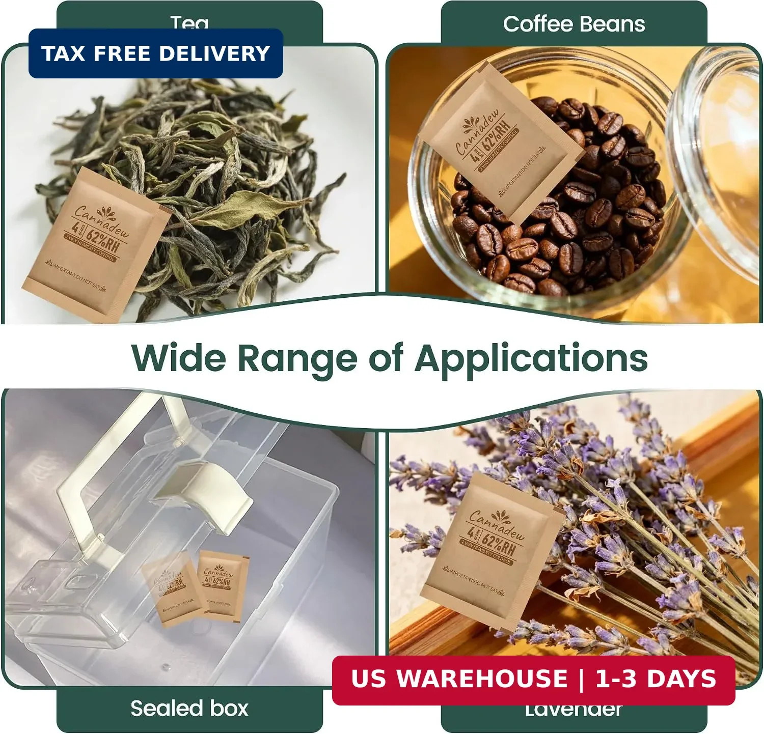 62% RH,4 Gram (10 pcs) Two-Way Humidity Control Packs, Kraft Paper Wrapped- Mois