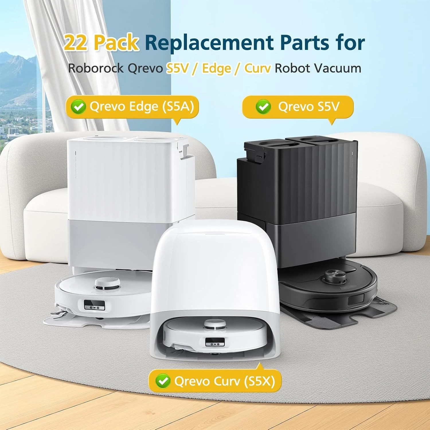 Qrevo S5V Replacement Parts for Roborock Qrevo S5V/ Curv/Edge/Edge S5A /Curv S5X