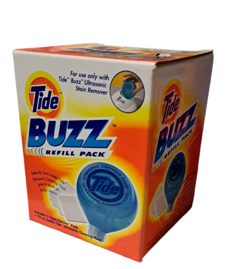 Tide Buzz Refill Pack 10 oz Ultrasonic Cleaning Fluid + 5 Stain Catcher Pads