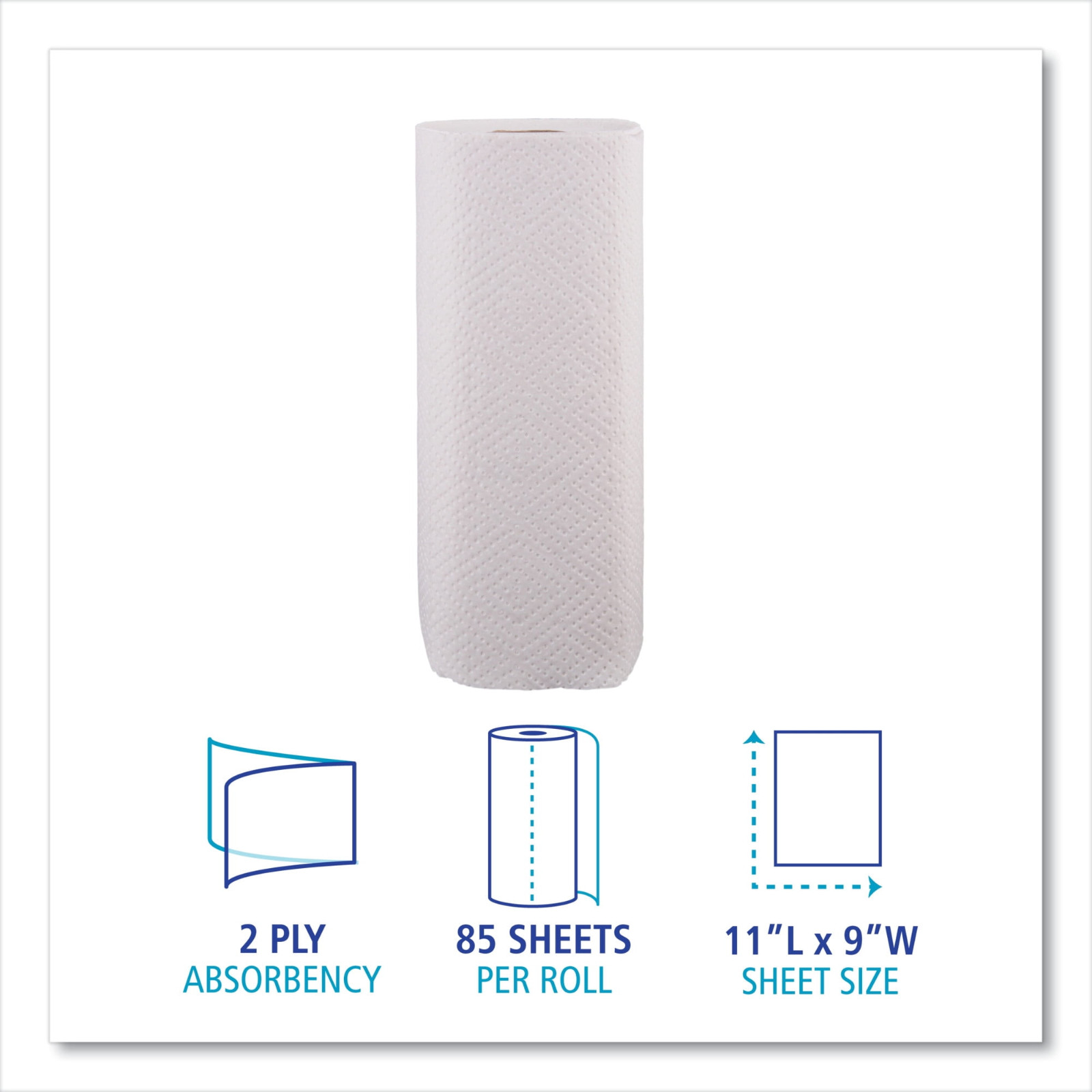 Boardwalk Kitchen Roll Towel, 30 Rolls/Carton, 85 Sheets/Roll 2-ply 11 x 9 White