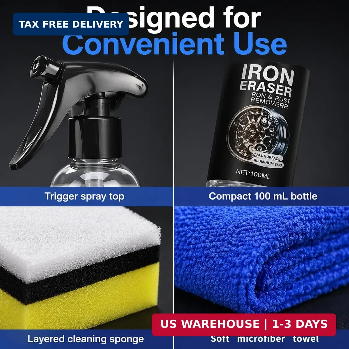 Iron Eraser Rust Remover Spray for Car Wheels & Paint, 100ML Rust And Brake Dust