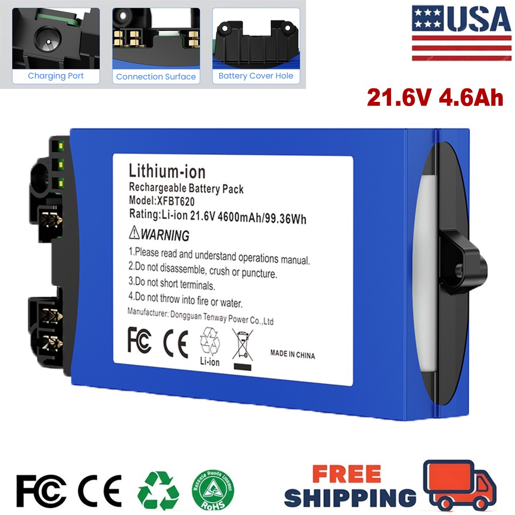 4600mAh Lithium-ion Battery for Shark XFBT620 Vacuum Cleaner IX140 IX141 21.6V