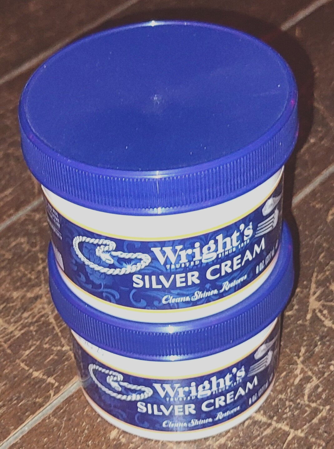 Lot of 2 WRIGHT’S 8oz Jars ~SILVER CREAM~ Cleans/Shines/Restores!