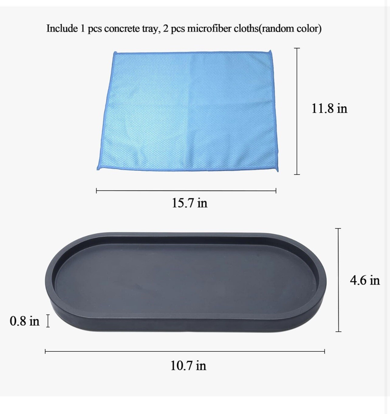 Concrete Oval Vanity Tray,Bathroom Trays for Counter,Concrete Tray Black