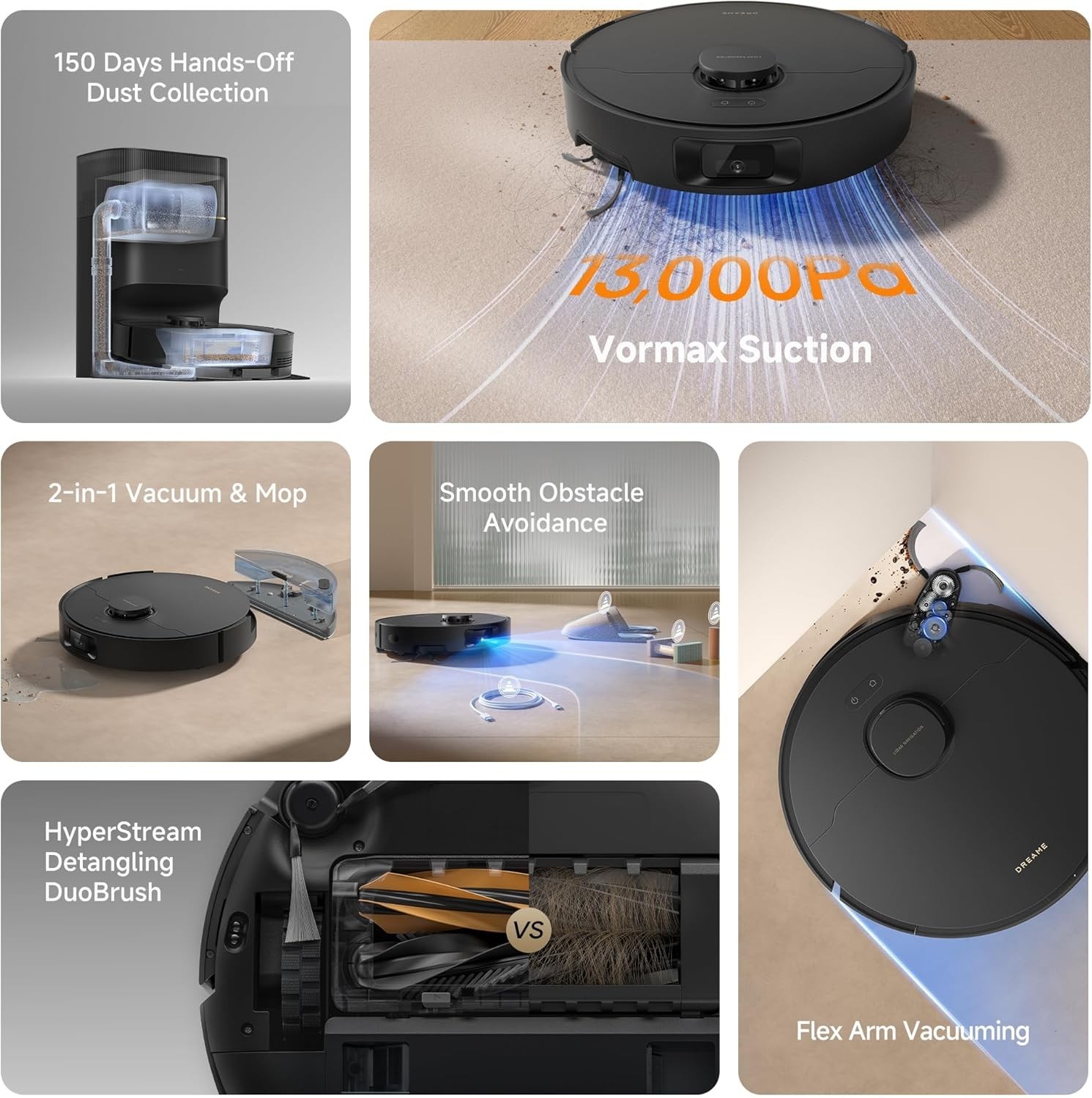 D20 Plus Robot Vacuum and Mop, 13,000Pa Suction, Self-Emptying with 5L Dust B…