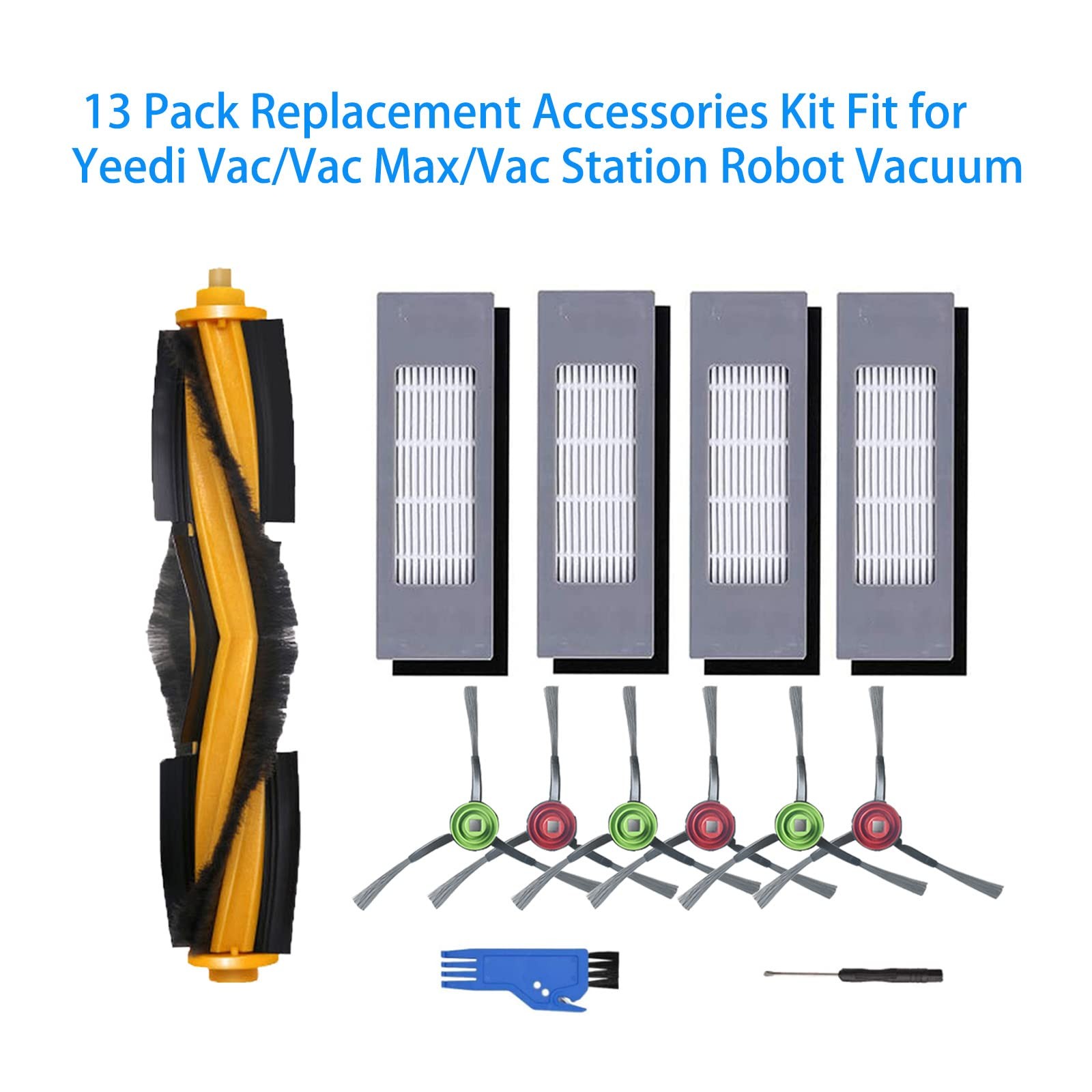 Accessories Kit Fit for Yeedi Vac 2 Pro/Vac/Vac 13 Pack Replacement Parts