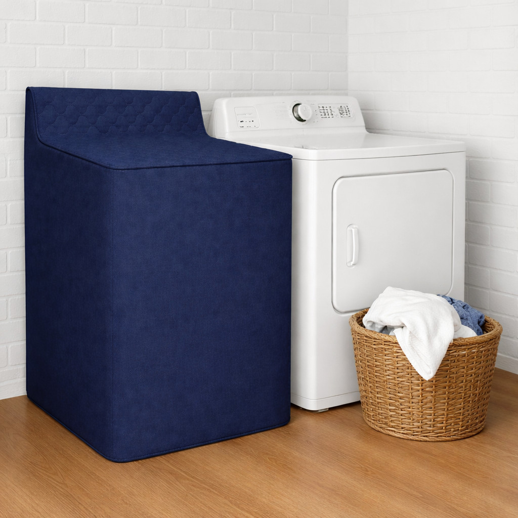 Washing Machine Cover Waterproof Quilted PEVA Zippered Heavy Duty Blue